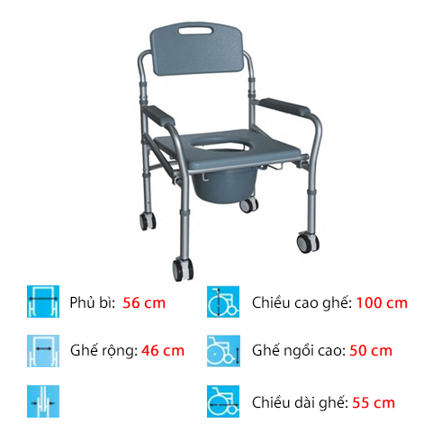 Ghế bô bánh xe nhôm - full