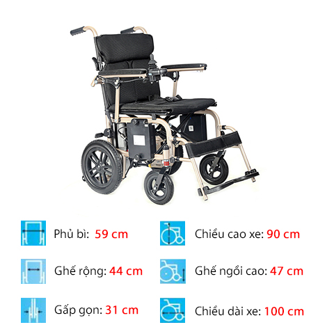 Xe lăn điện du lịch D704 - full